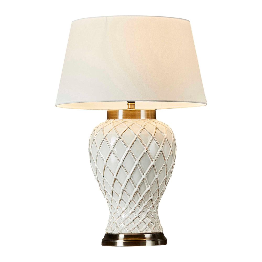 Buy Table Lamps Australia Berkley Ceramic and Metal Table Lamp Base Only - Ivory Patterned Glazed - ELJC10043