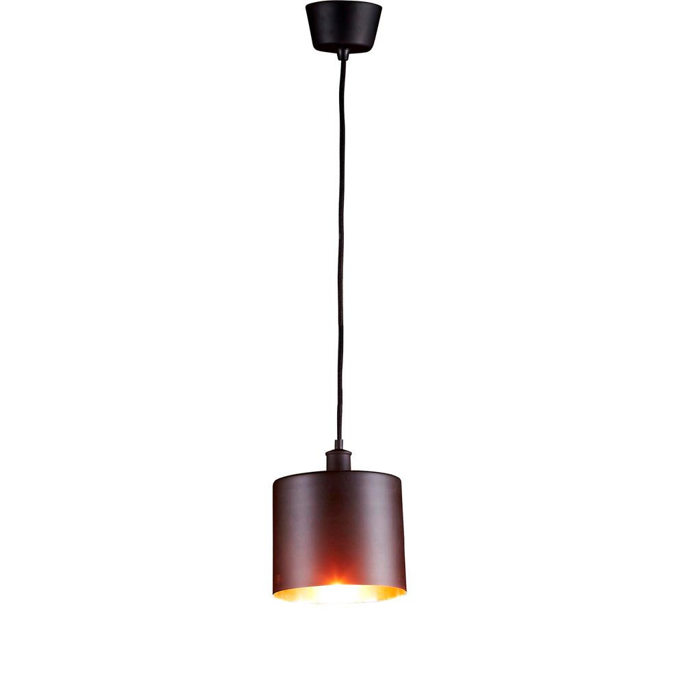 Buy Pendant lights australia - Portofino Large 1 Light Metal Drum Pendant Matt Black, Copper - ELPRFT34BLKCOP