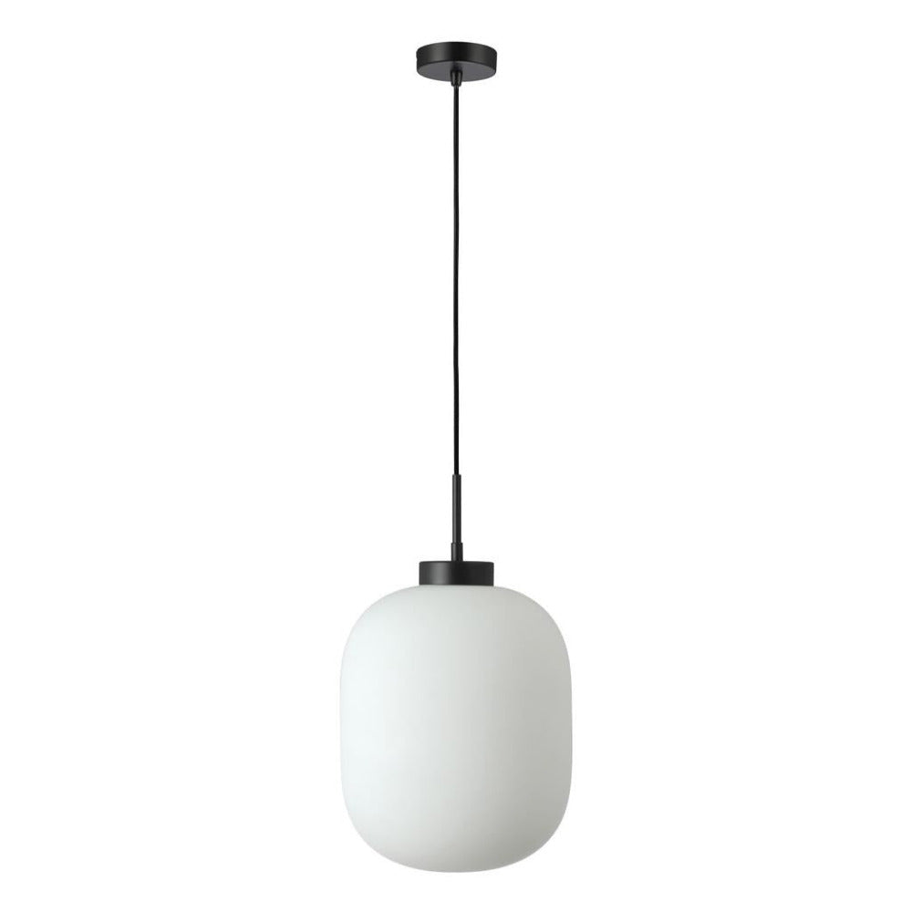 Buy Pendant Lights Australia Flaunt Pendant Light Black Metal Opal Glass - 22739