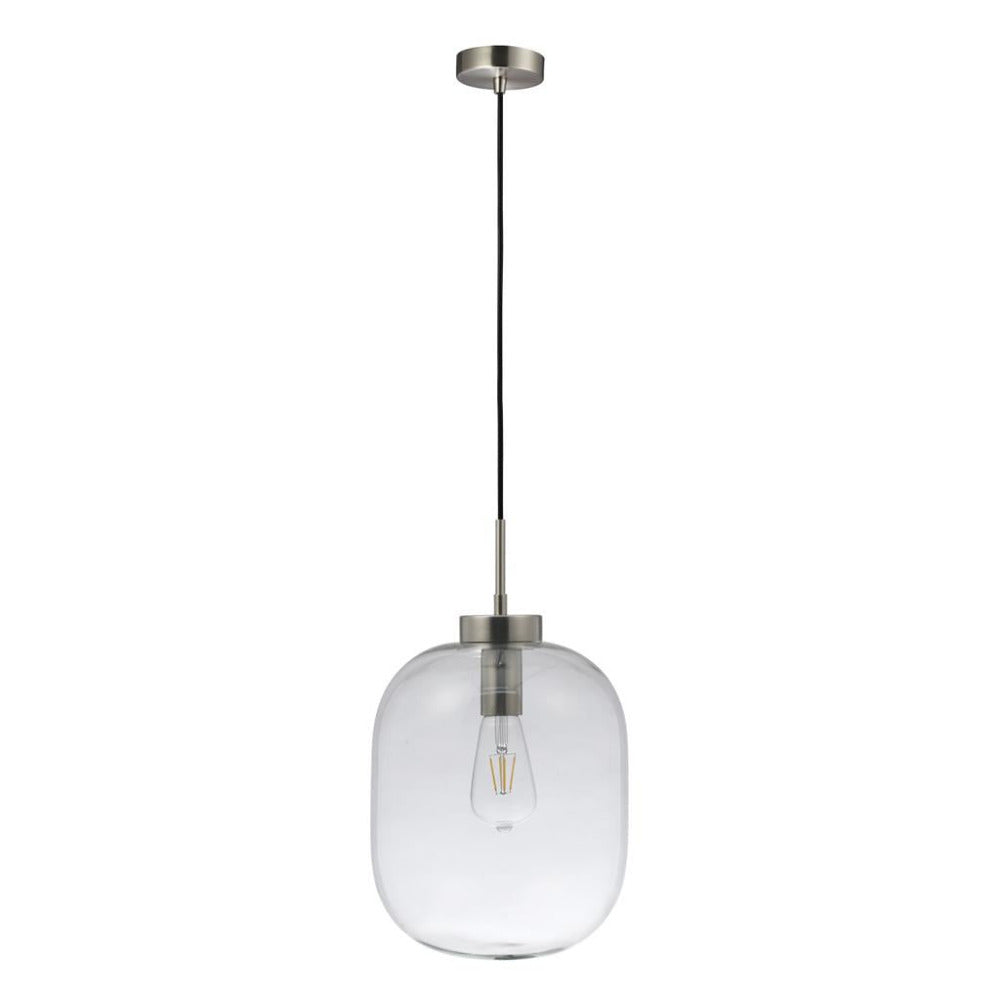 Buy Pendant Lights Australia Flaunt Pendant Light Satin Chrome Metal Clear Glass - 22744