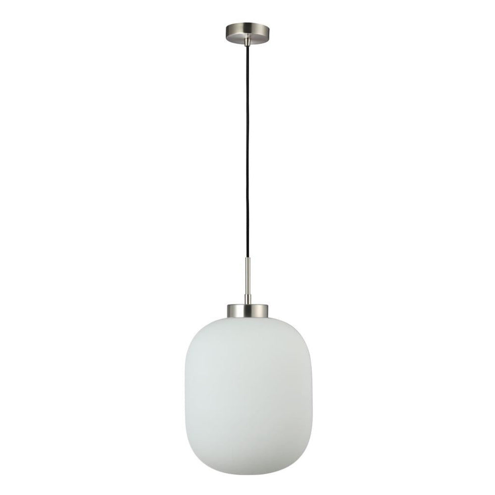 Buy Pendant Lights Australia Flaunt Pendant Light Satin Chrome Metal Opal Glass - 22745