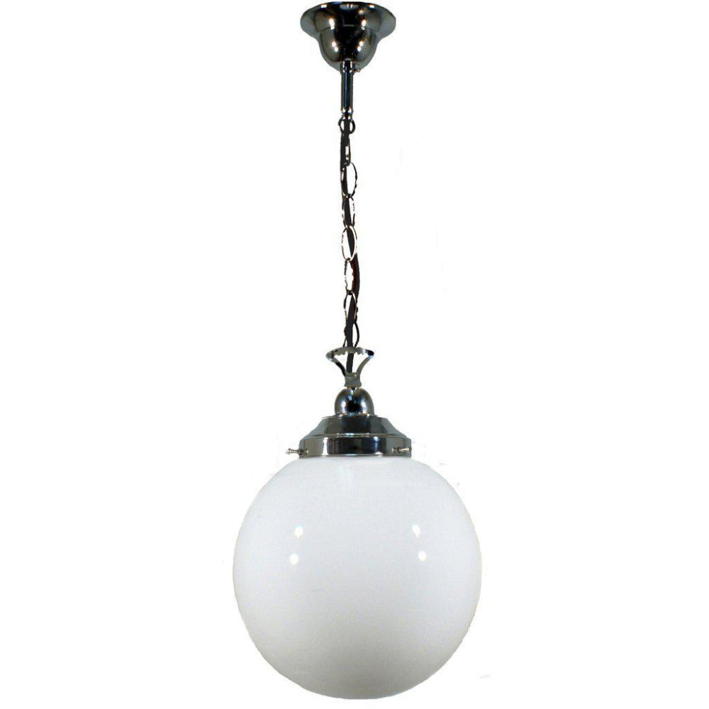 Buy Pendant Lights Australia Single Chain Pendant Chrome With 10" Sphere Opal Gloss Glass - 3010235