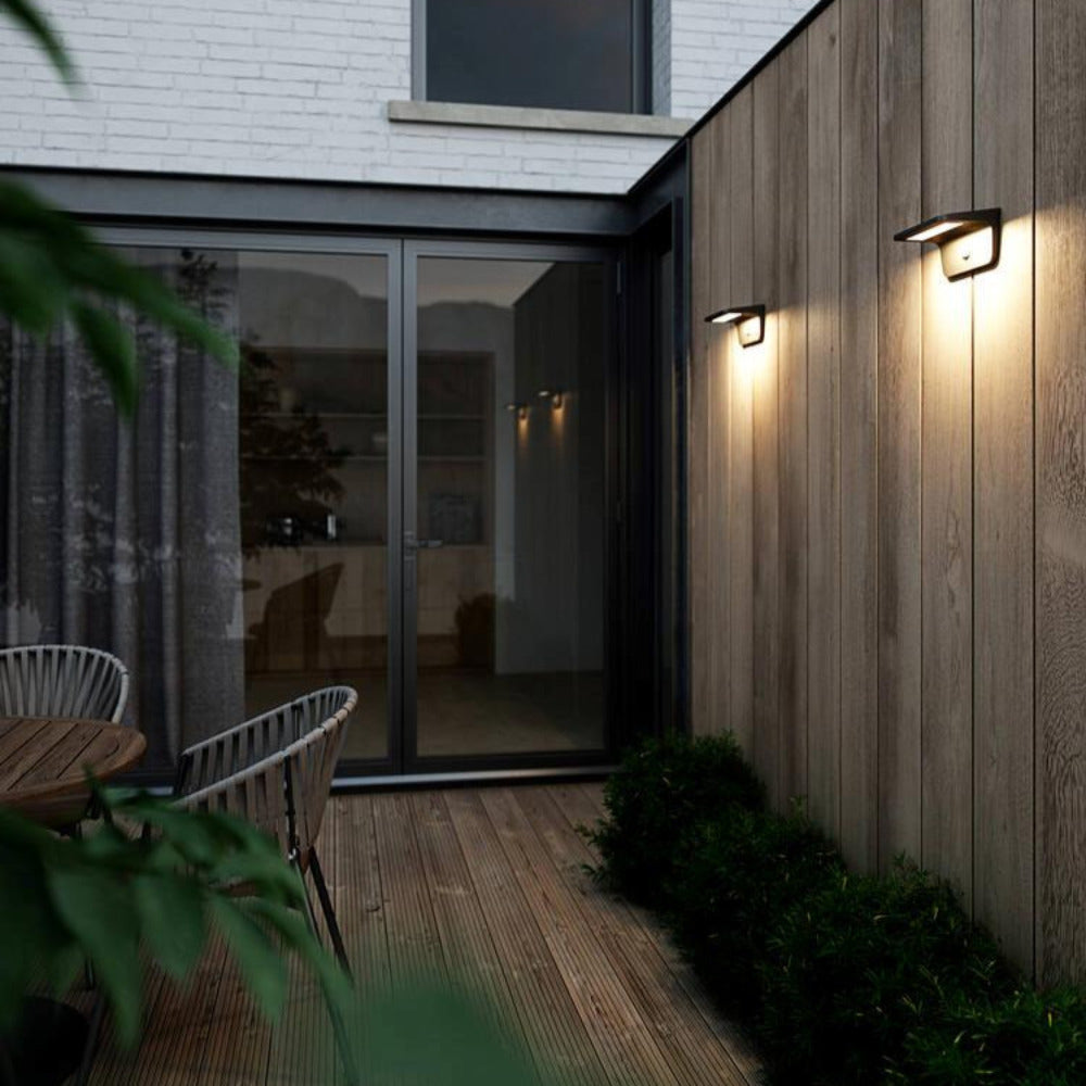 Buy Security Wall Lights Australia Agena Solar LED Wall Light With Sensor Black - 2118221003