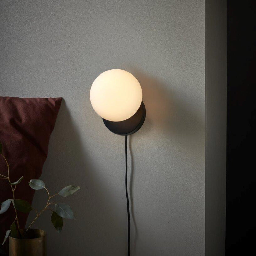 Buy Wall Sconce Australia Lilly 1 Light Wall Light Black & Opal White - 48891003