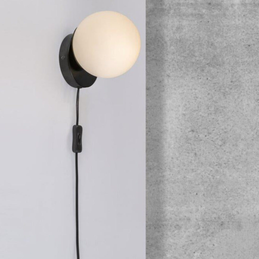 Buy Wall Sconce Australia Lilly 1 Light Wall Light Black & Opal White - 48891003