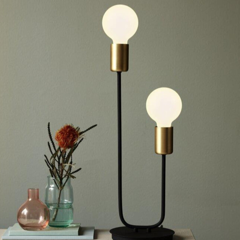 Buy Table Lamps Australia Josefine 2 Light Table Lamp Matt Black & Brass - 48955003
