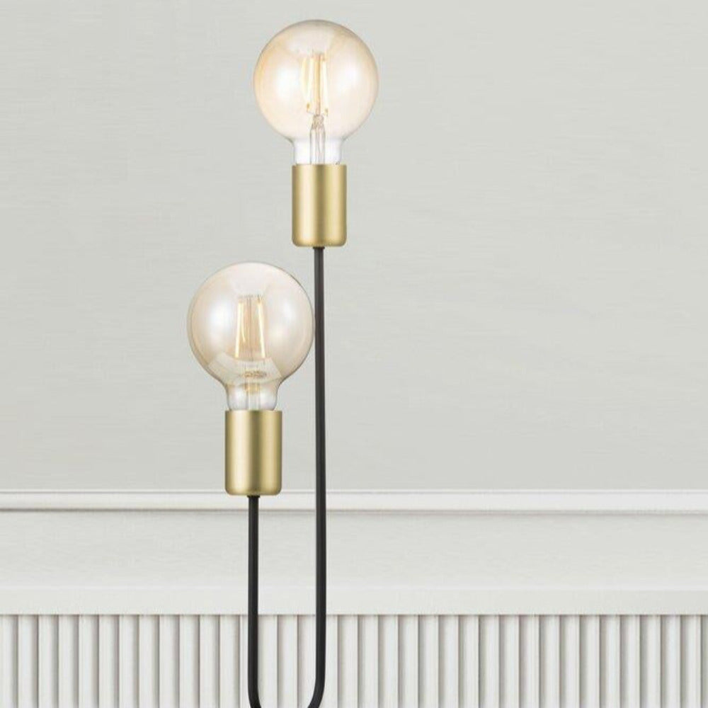 Buy Table Lamps Australia Josefine 2 Light Table Lamp Matt Black & Brass - 48955003