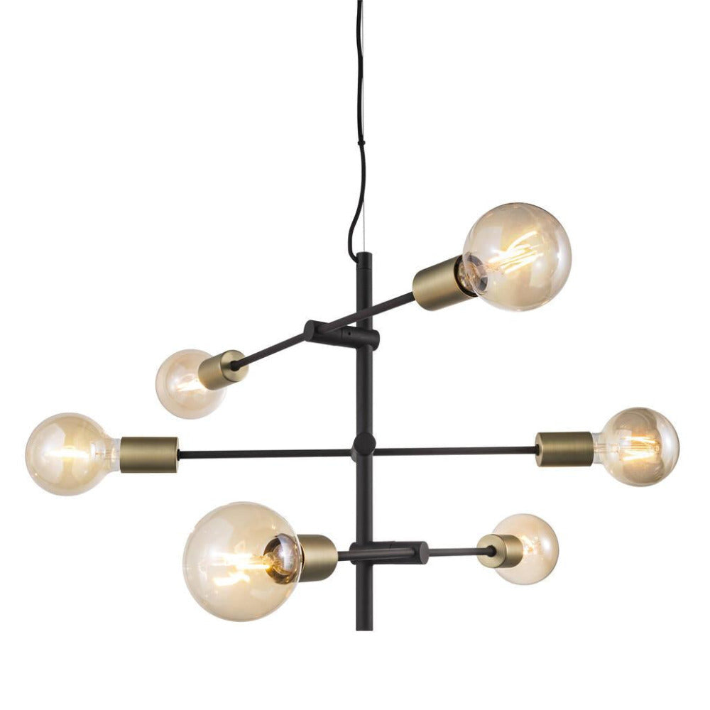 Buy Pendant Lights Australia Josefine 6 Light Pendant Matt Black & Brass - 48933003