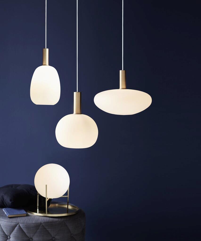 Buy Pendant Lights Australia Alton 1 Light Medium Pendant Black/Brass &  Opal white - 47313001