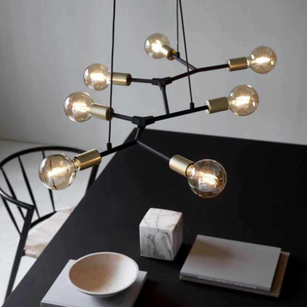 Buy Island Pendant Lights Australia Josefine 7 Light Island Pendant Matt Black  & Brass - 2010303003