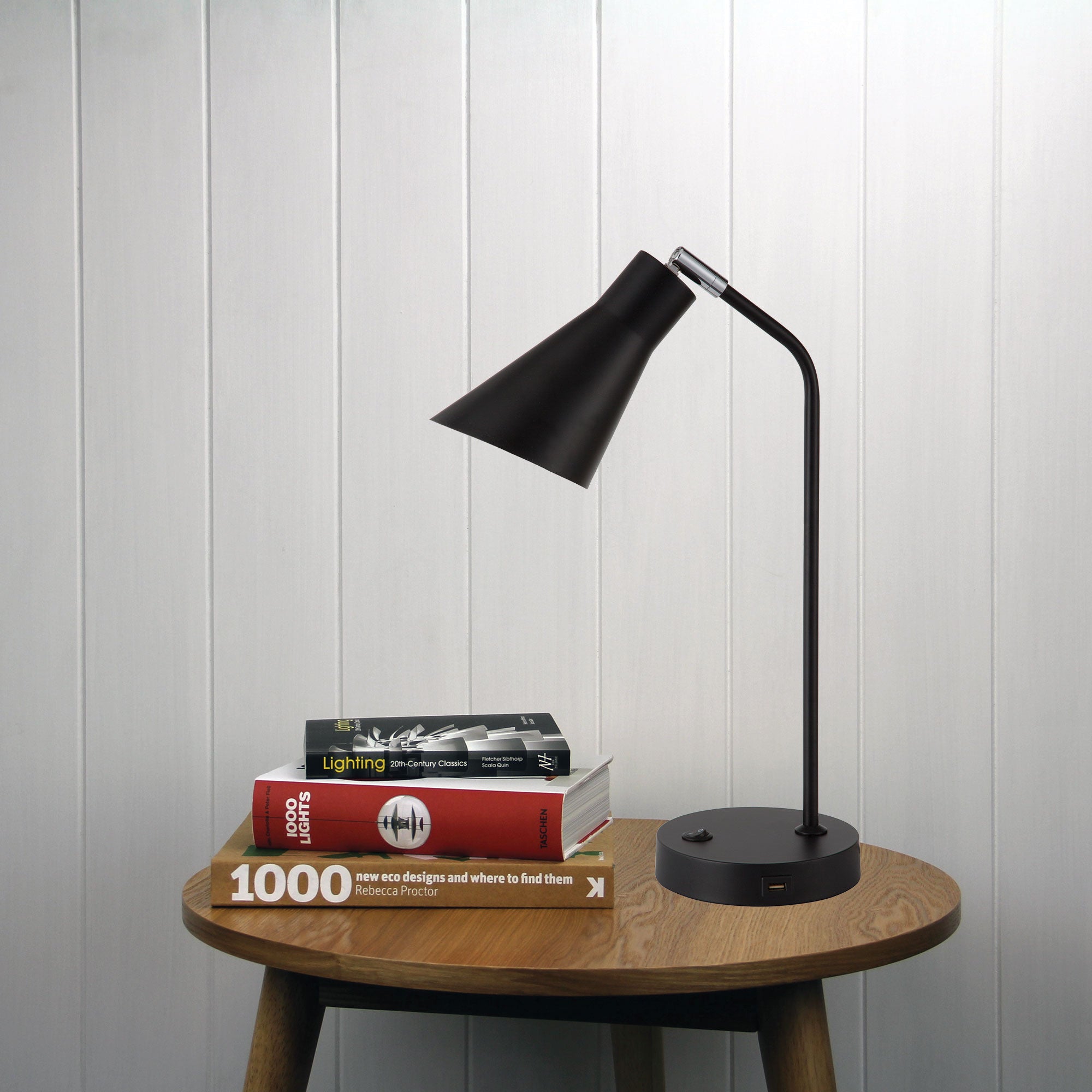 Buy Desk Lamps Australia Thor 1 Light Desk Lamp With USB Black - OL93931BK