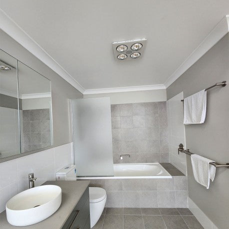 Buy 3 In 1 Bathroom Heaters Australia MYKA 4 Slimline 3 in 1 Heat Lamp Side ducted exhaust With LED White- M4HDLXWH