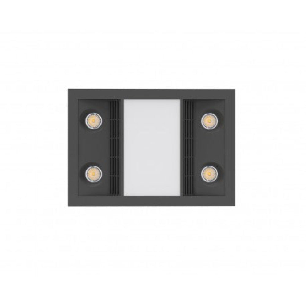 Buy 3 In 1 Bathroom Heaters Australia CAPRI Premium Bathroom Air Extraction 3 in 1 Matte Black with LED - MRPQBL