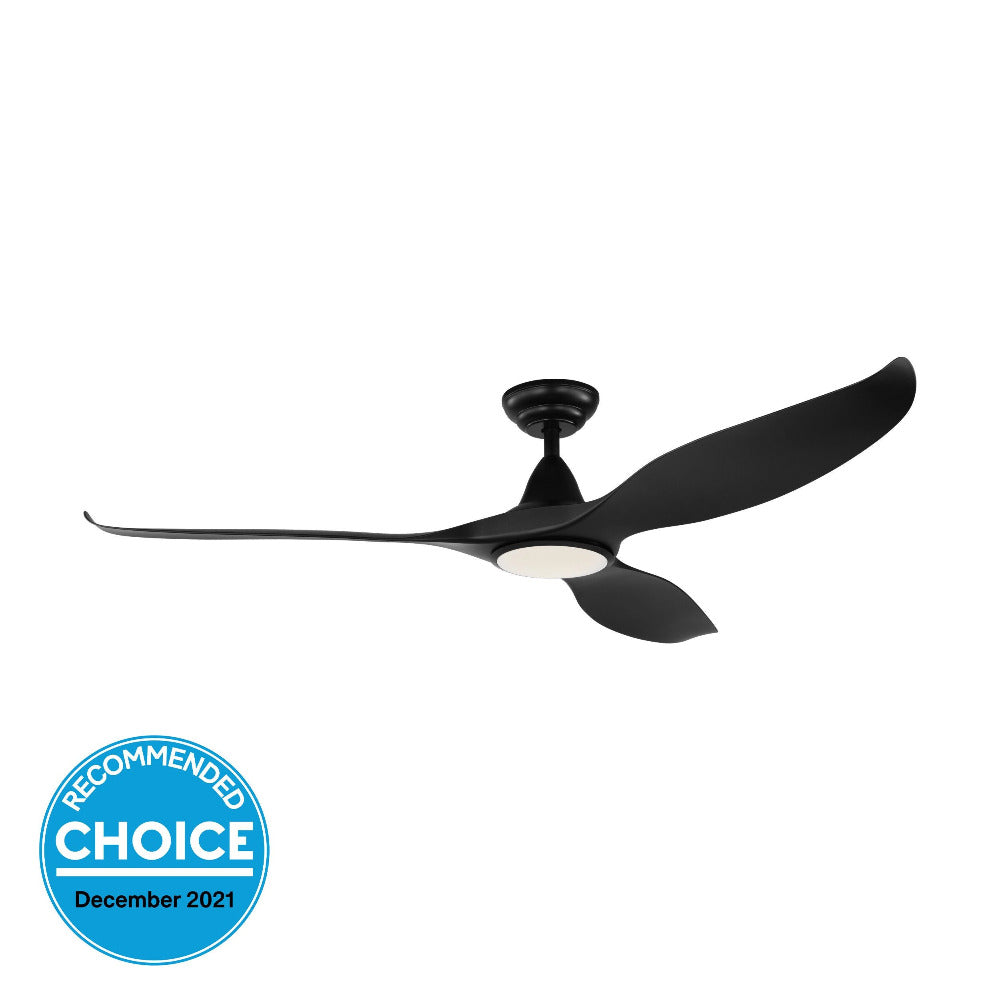 Buy DC Ceiling Fans With Light Australia Noosa 60" DC Fan ABS Light Matt Black - 202972