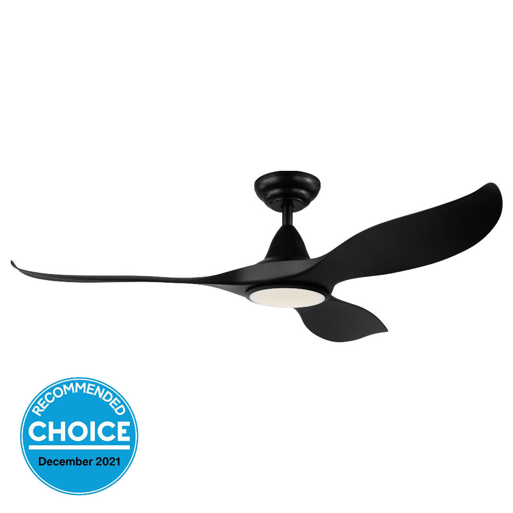 Buy DC Ceiling Fans With Light Australia Noosa 52" DC Fan ABS Light Matt Black - 202969