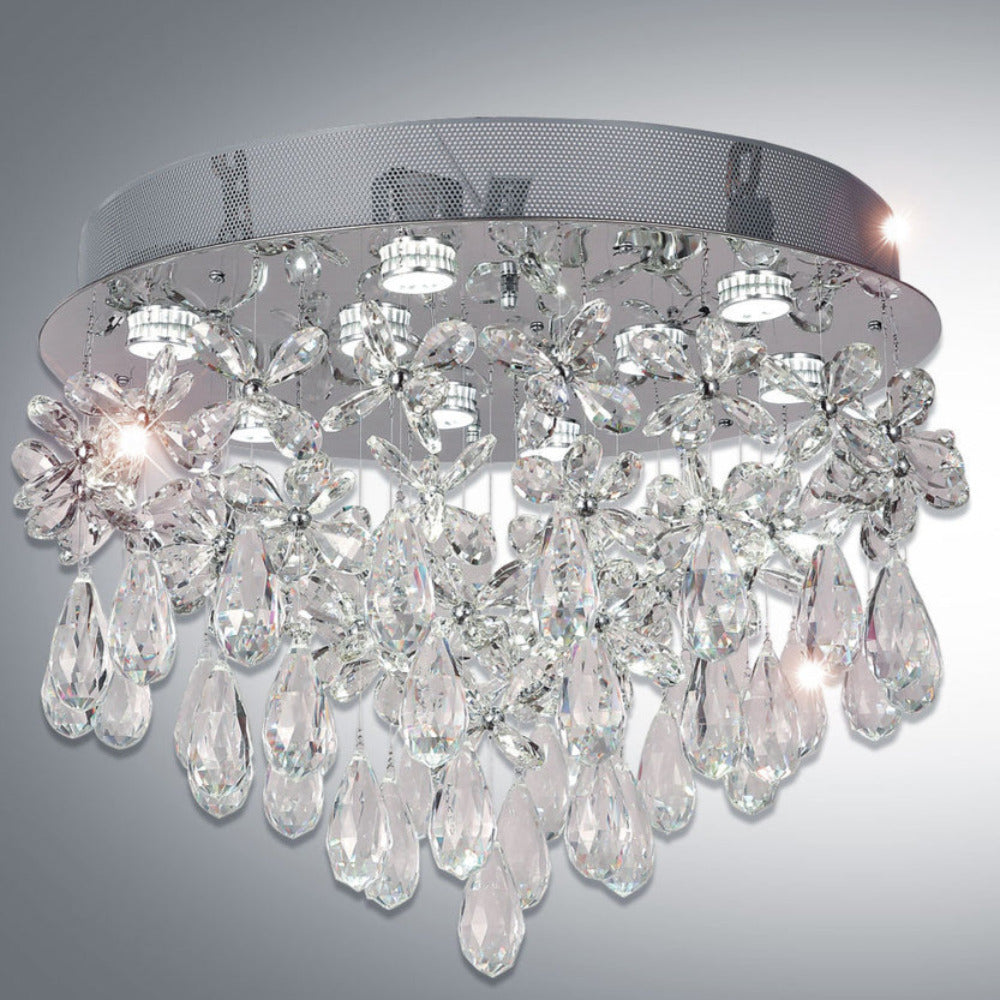 Buy Flush Mount Lights Australia Paradis 9 Light 600mm Stainless Steel Flush Mount Chrome & Clear - PARADIS CTC60-CH