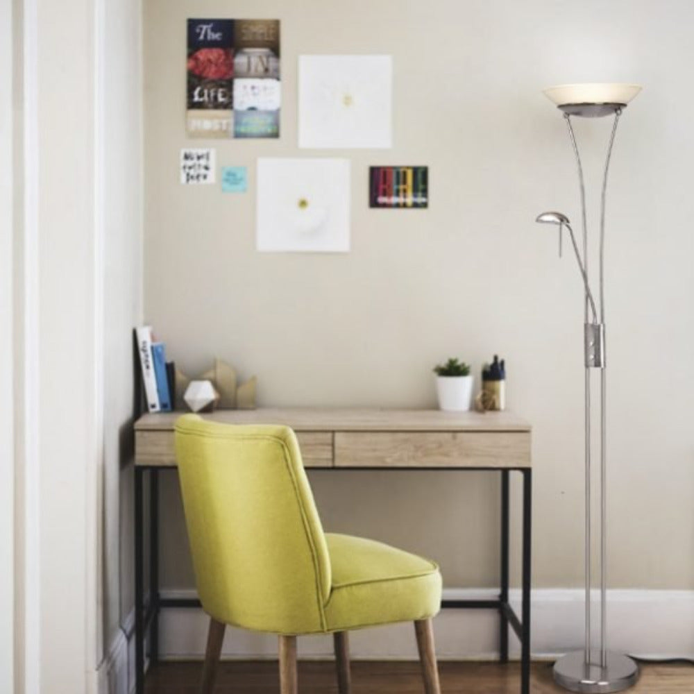 Buy Mother & Child Floor Lamps Australia Reed LED Mother & Child Floor Lamp - Satin Chrome - LL-LED-01SC