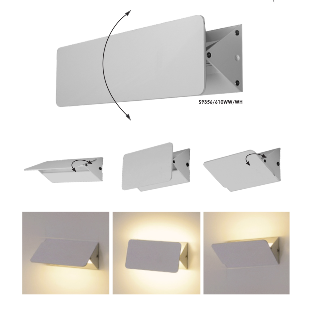 Buy Wall Sconce Australia UD S9356 Adjustable Surface Mounted LED Wall Light White 12W 3000K - S9356/610WW/WH