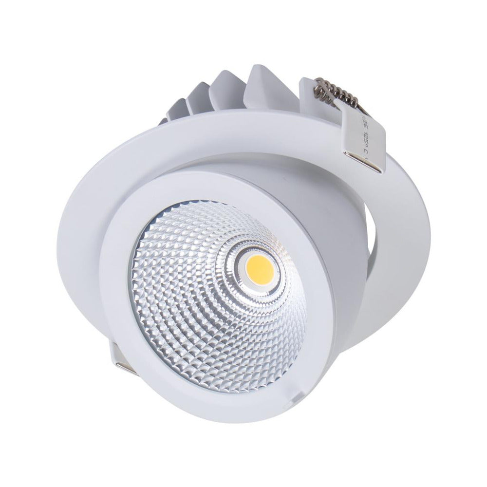 Buy Recessed LED Downlights Australia Scoop Recessed LED Downlight 25W White Aluminium 3CCT / DALI - 20473
