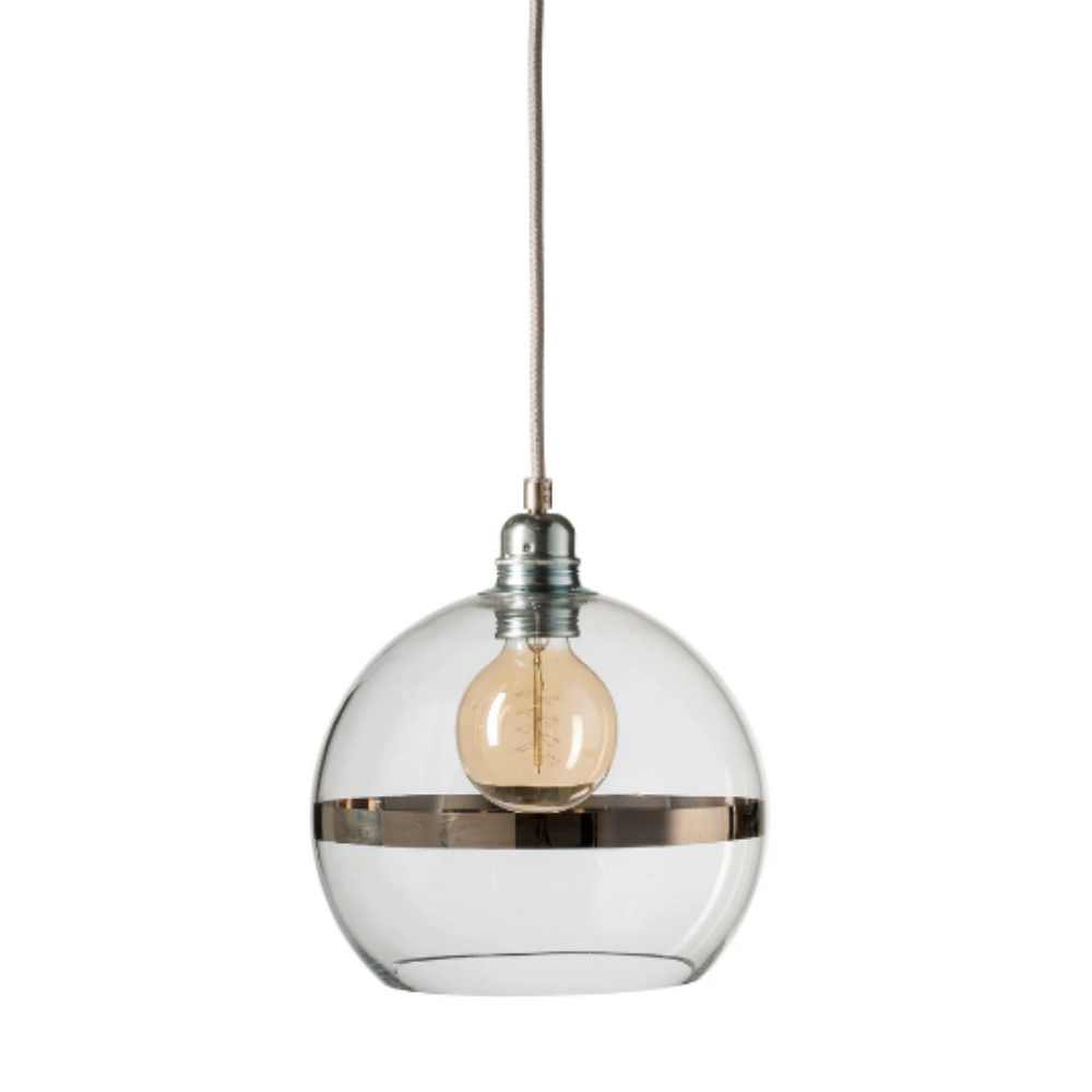 Buy Pendant Lights Australia Rowan Pendant Light W220mm Glass Shiny Silver - LA1013