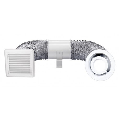 SHOWER LIGHT & EXHAUST KIT 150mm White With LED Light - VEDLKWH