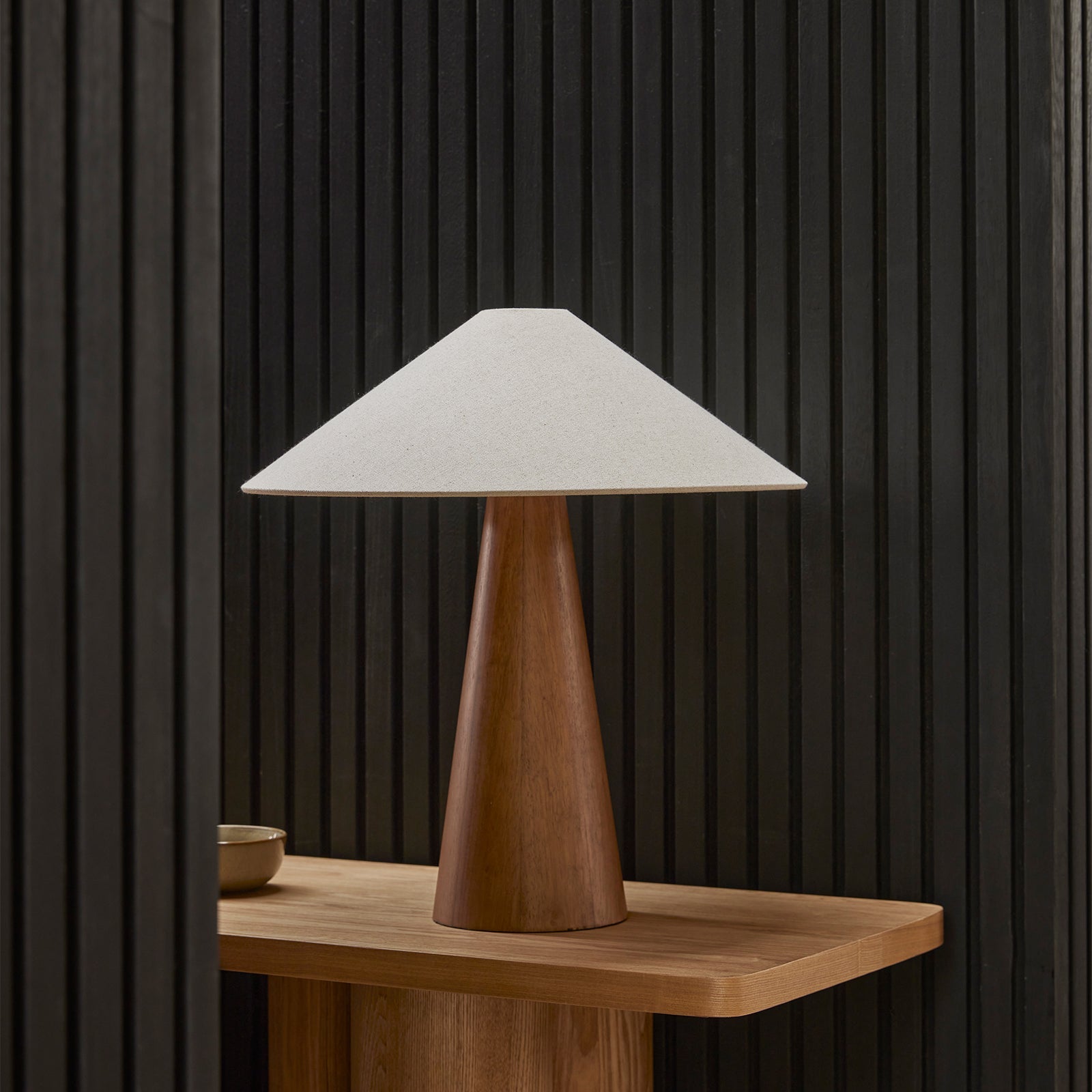 Pyra Table Lamp Walnut & Linen - 1612BRN