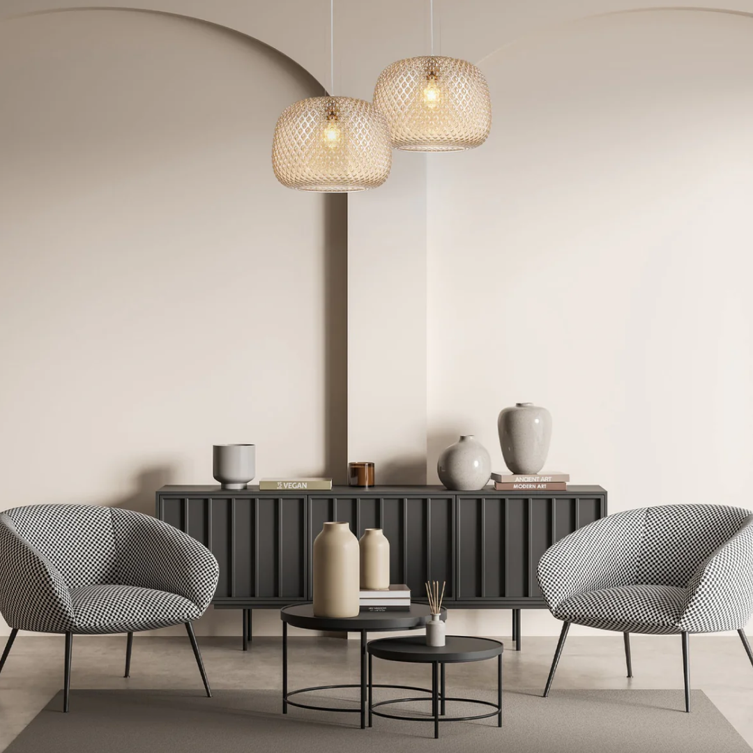 Labu Dome Glass with Segments Pendant Light Amber - LABU2