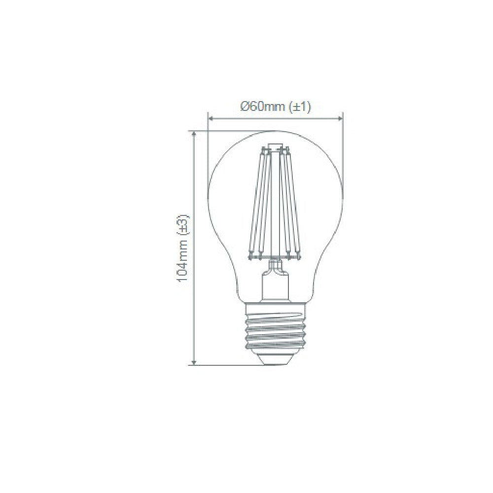 A60 LED Filament Globe BC 240V 8.6W Clear Glass 2700K - 65930