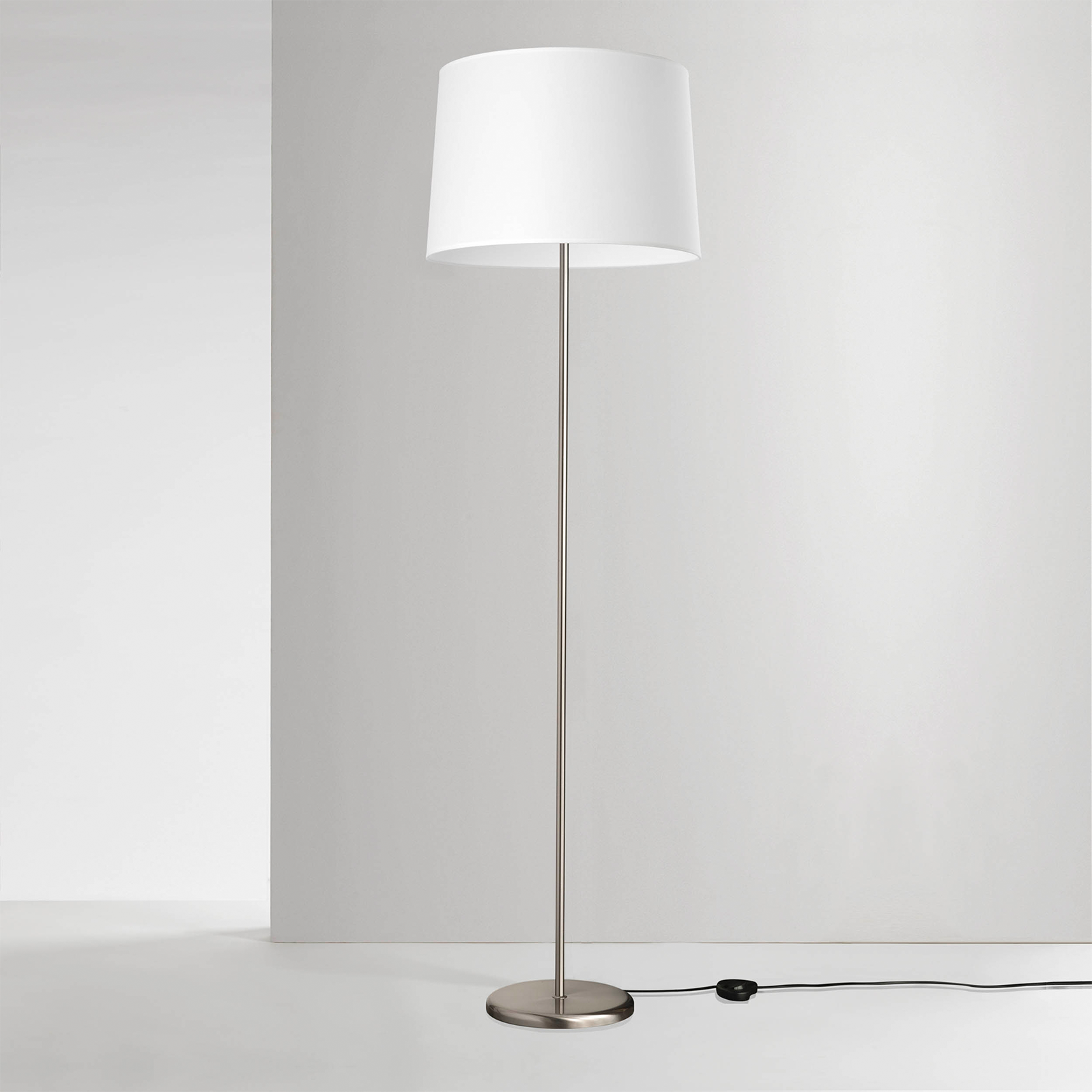 Holly Floor Lamp Satin Chrome & White - 0231FL