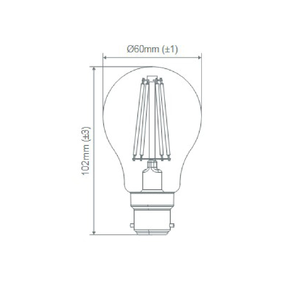 A60 LED Filament Globe BC 240V 8.6W Frosted Glass 6500K - 65975