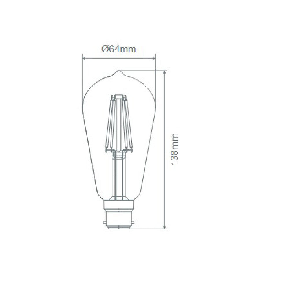 ST64 LED Filament Globe BC 240V 7.5W Clear Glass 6500K - 65935