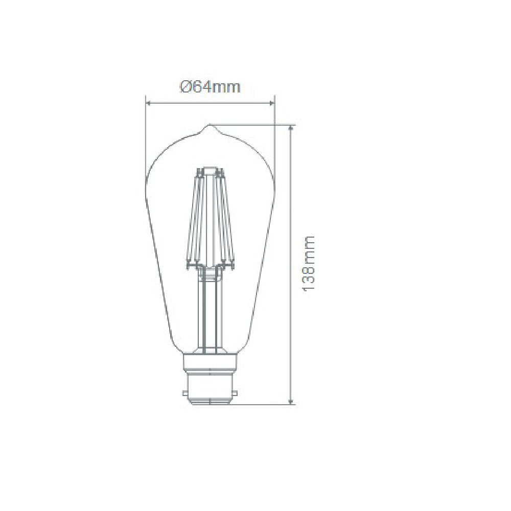 Buy LED Filament Globes Australia ST64 LED Filament Globe BC 240V 7.5W Clear Glass 2700K - 65934