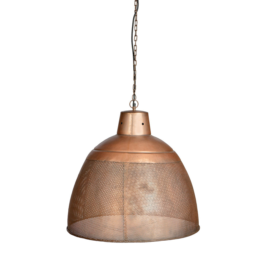 Riva 1 Light Perforated Iron Dome Large Pendant Antique Copper - ZAF10107
