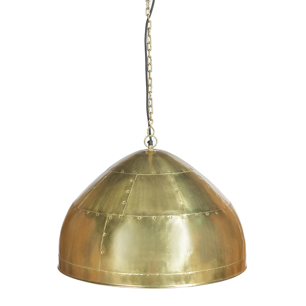 P51 Medium 1 Light Iron Riveted Dome Pendant Antique Brass - ZAF10168BR