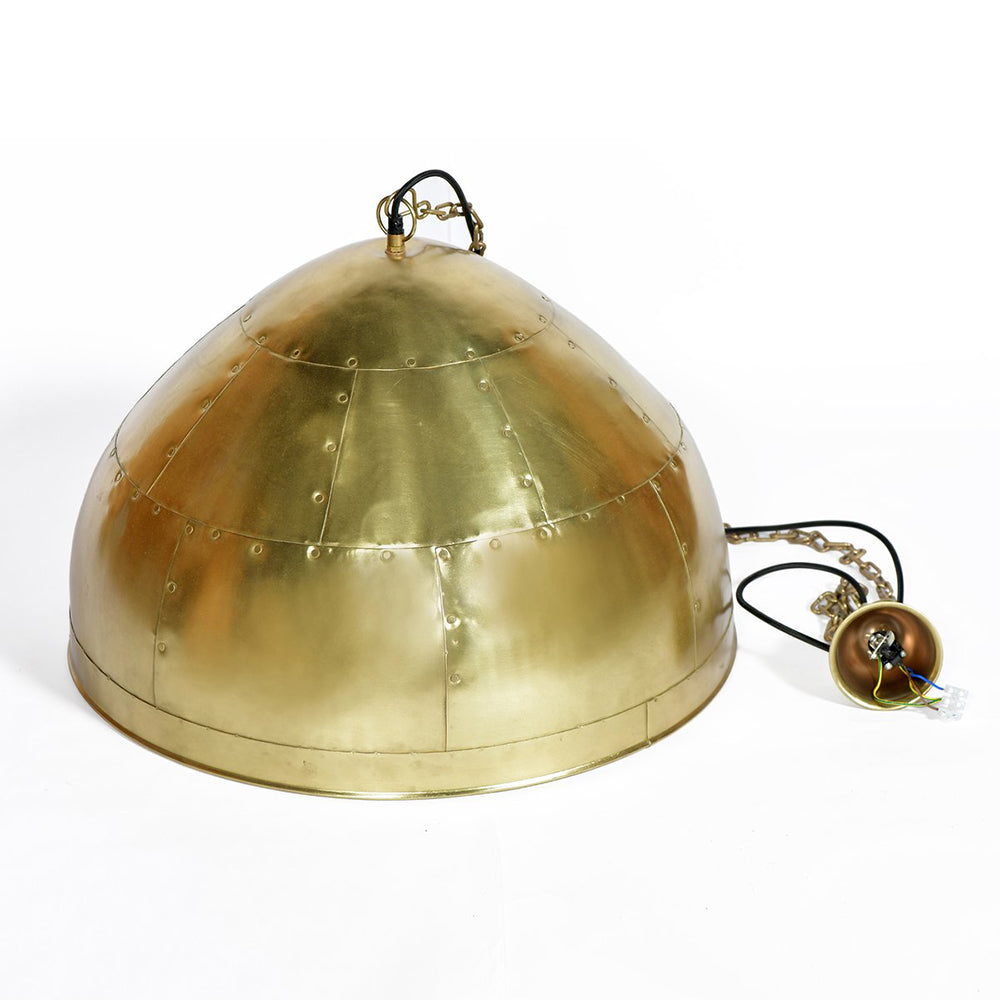 Buy Pendant Lights Australia P51 Medium 1 Light Iron Riveted Dome Pendant Antique Brass - ZAF10168BR