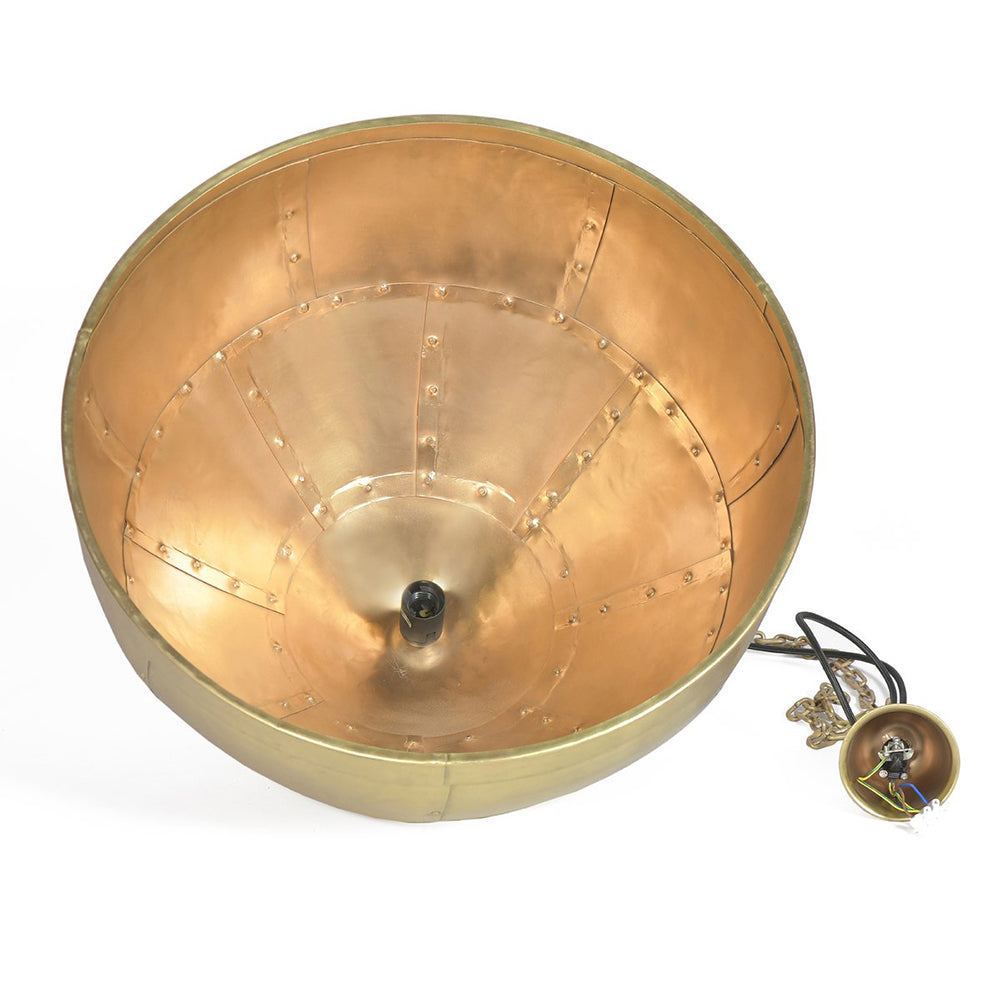 Buy Pendant Lights Australia P51 Medium 1 Light Iron Riveted Dome Pendant Antique Brass - ZAF10168BR