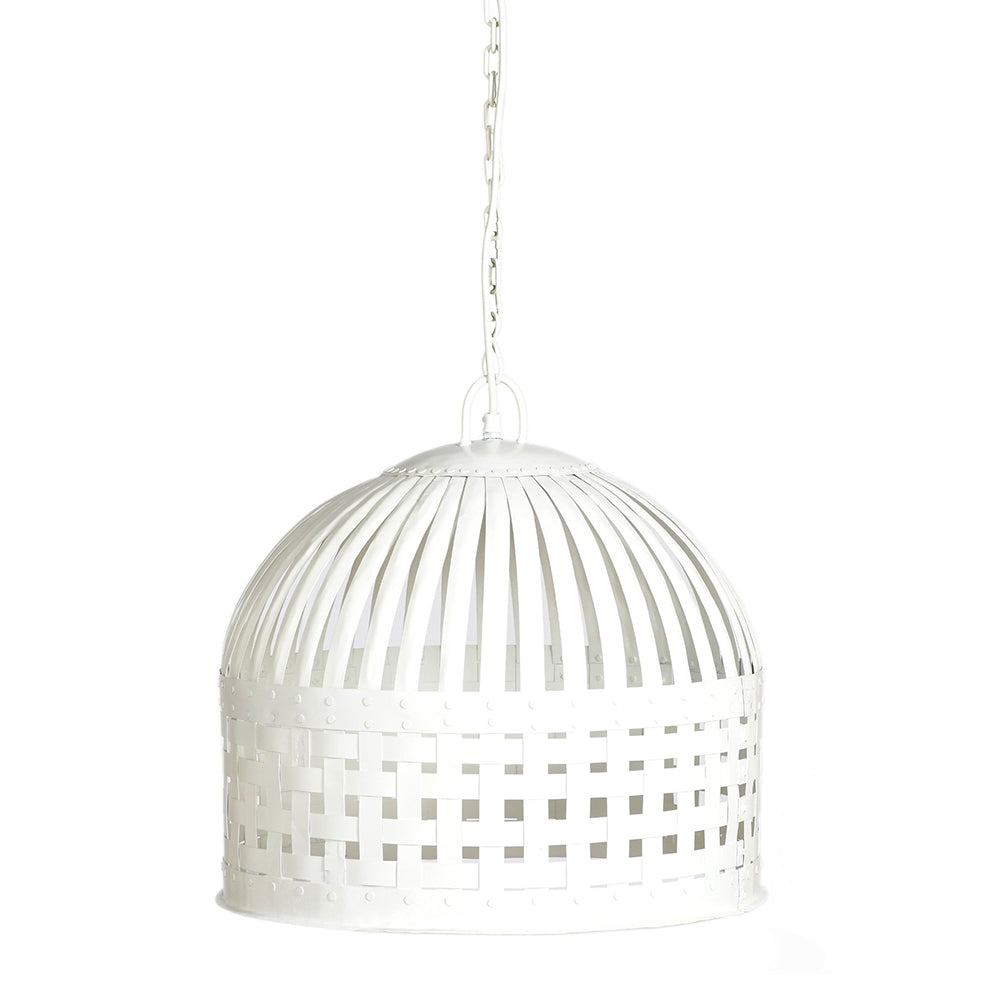 Buy Pendant Lights Australia Esch 1 Light Woven Iron Strips Medium Pendant White - ZAF10336WH