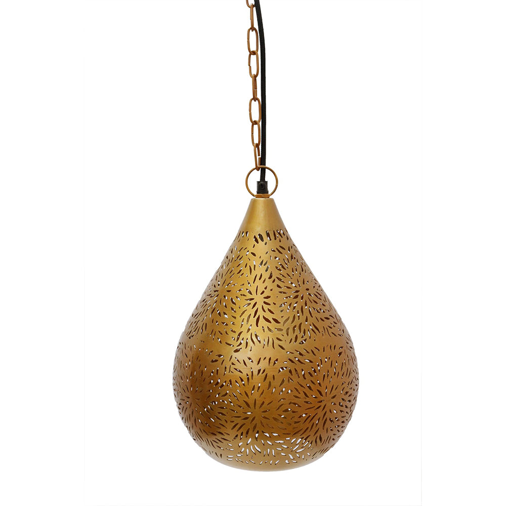 Buy Pendant Lights Australia Aquarius Small 1 Light Perforated Teardrop Pendant Brass - ZAF10419