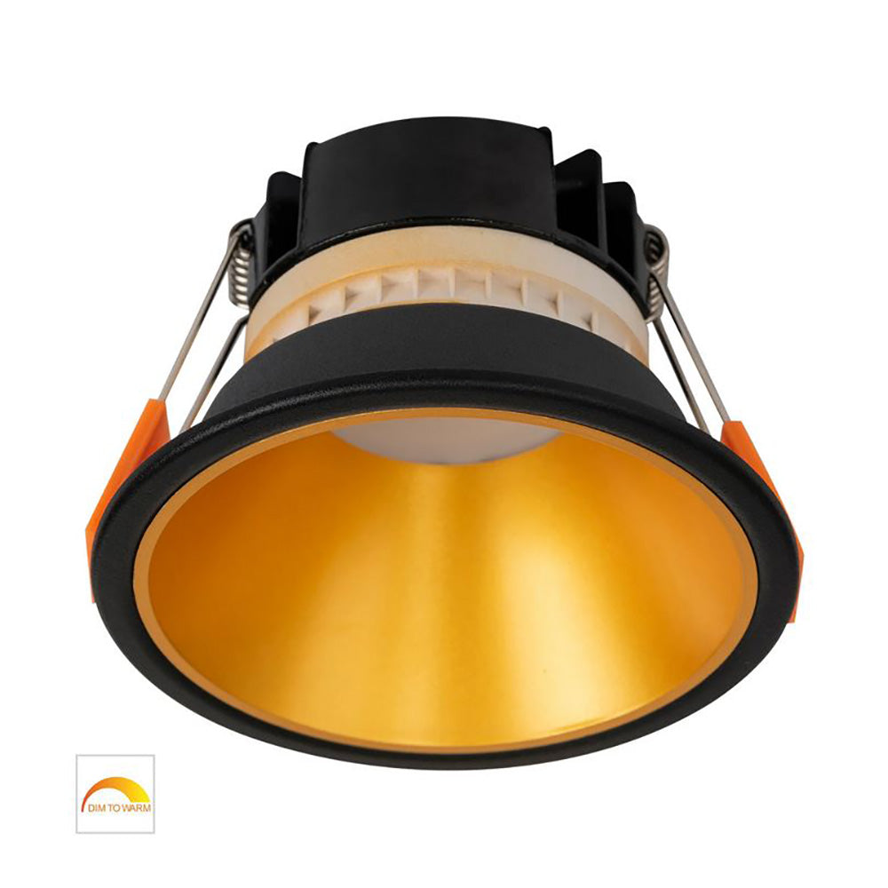 Buy Recessed LED Downlights Australia Round Recessed LED Downlight Black Aluminium Gold Insert 2 CCT - HV5528D2W-BG