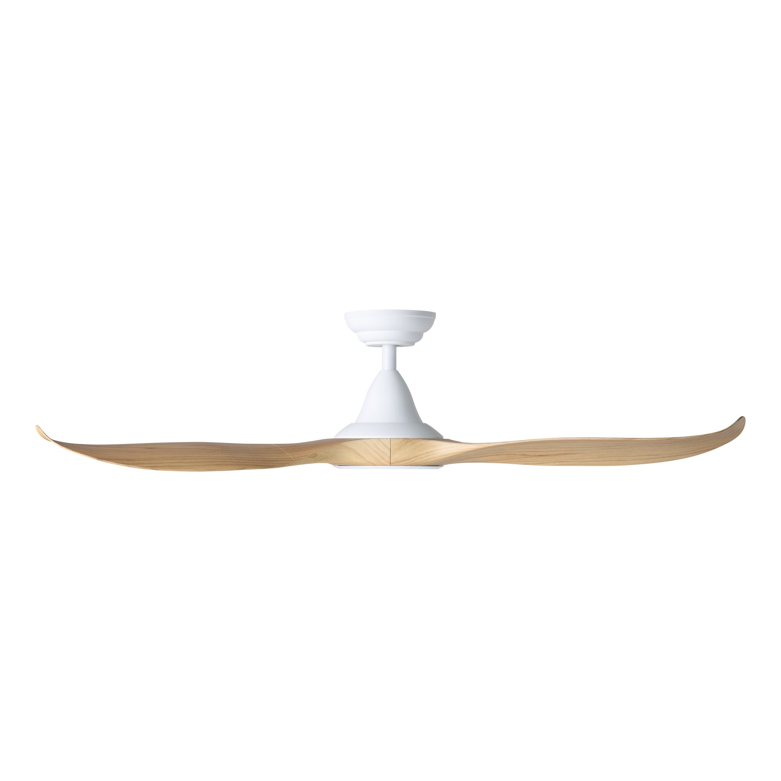 Noosa LED DC Ceiling Fan 60" White Matt 38W Tri Colour With Blackbutt Blade - 20685116