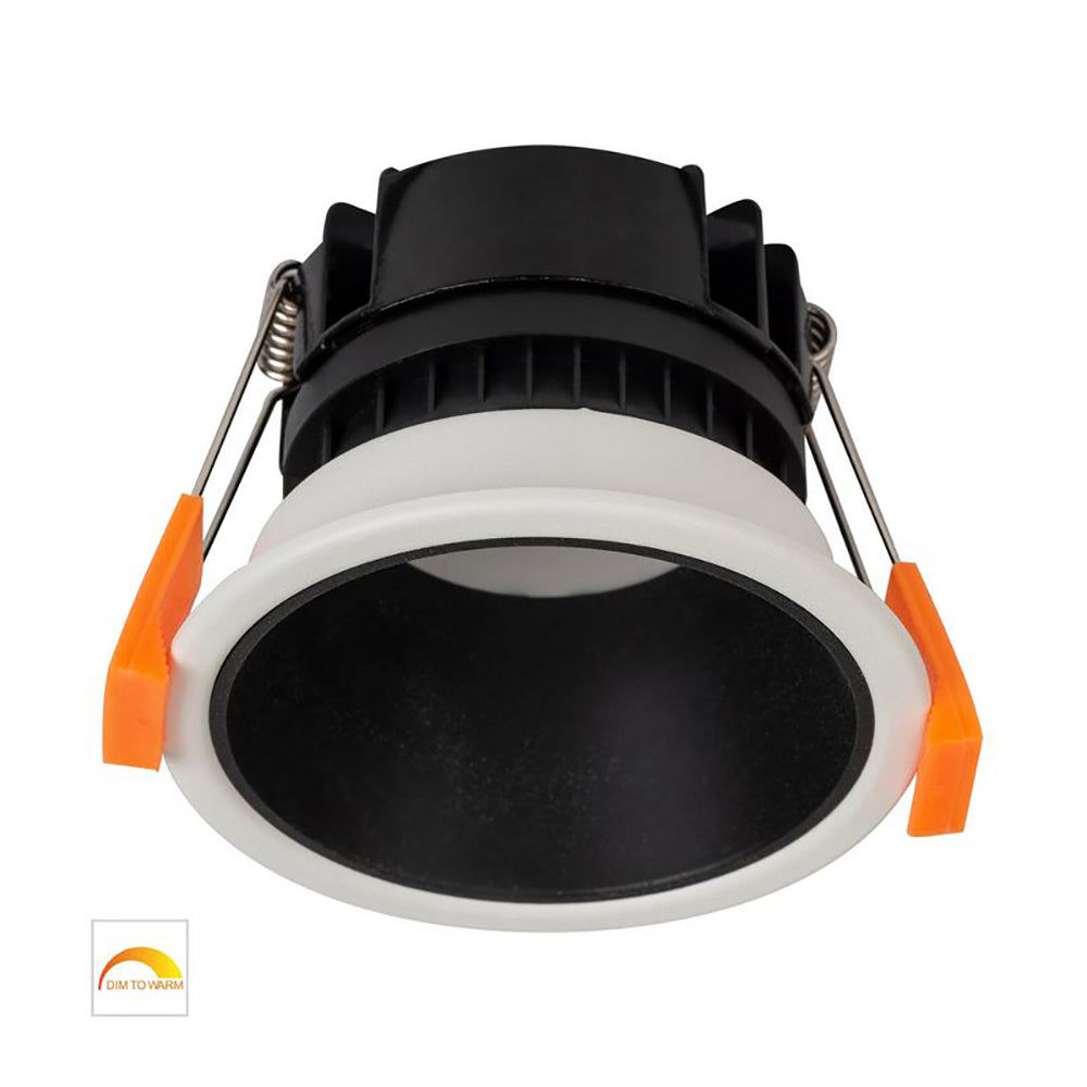 Buy Recessed LED Downlights Australia Round Recessed LED Downlight W82mm White Aluminium Black Insert 2 CCT - HV5529D2W-WB