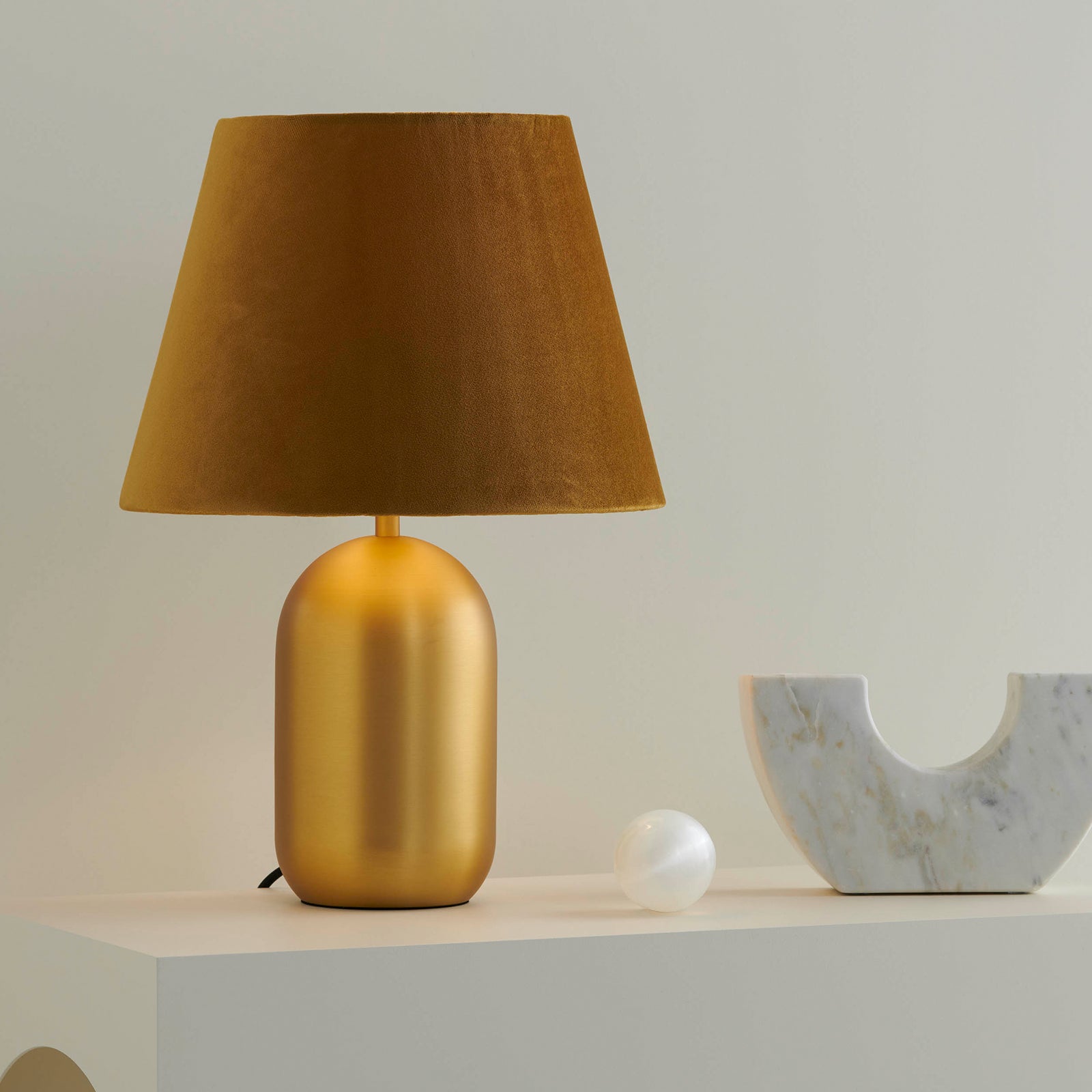 Misty Table Lamp Gold Velvet & Satin Brass - 1370
