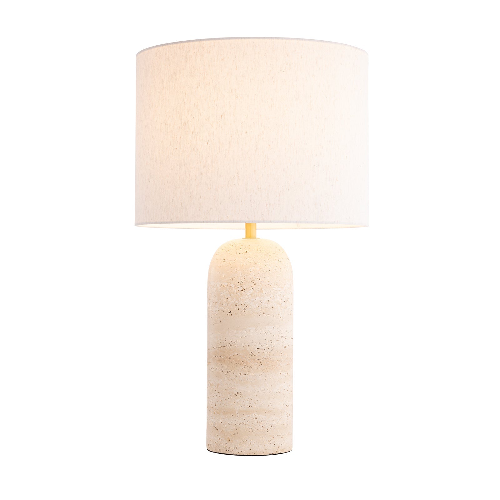 Soren Drum Shade Table Lamp Brass & Travertine - 1445