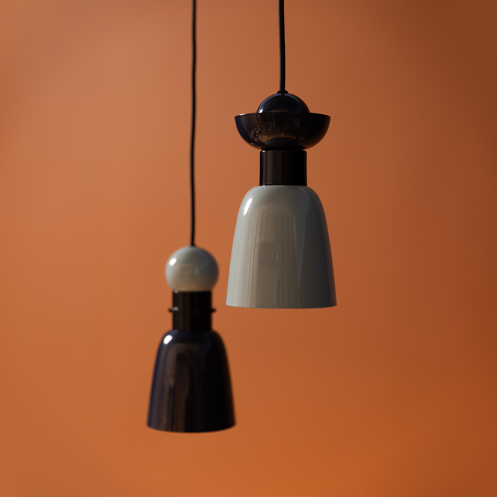 Brexley Pendant Light Polished Black & Navy Blue - 1466