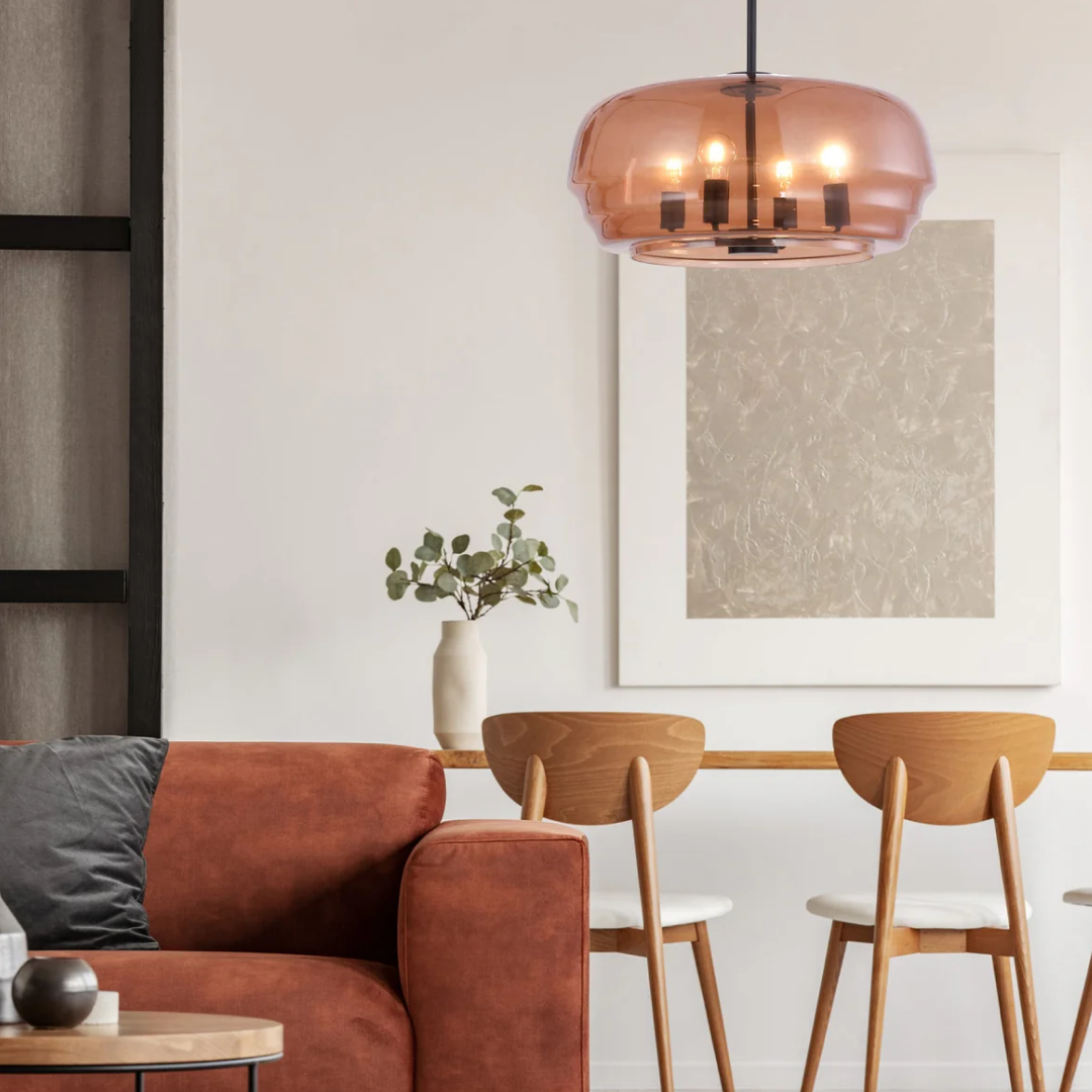 Cuad Interior Flat Top Dome Pendant Light Amber & Black - CUAD2