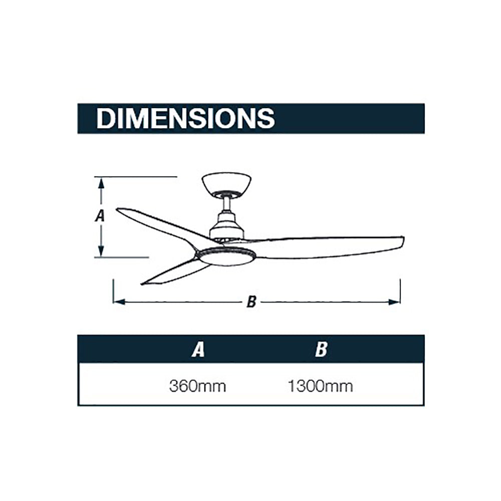 Skyfan II DC Ceiling Fan 52" White Glass Fibre Blade - SKY1303WHC2