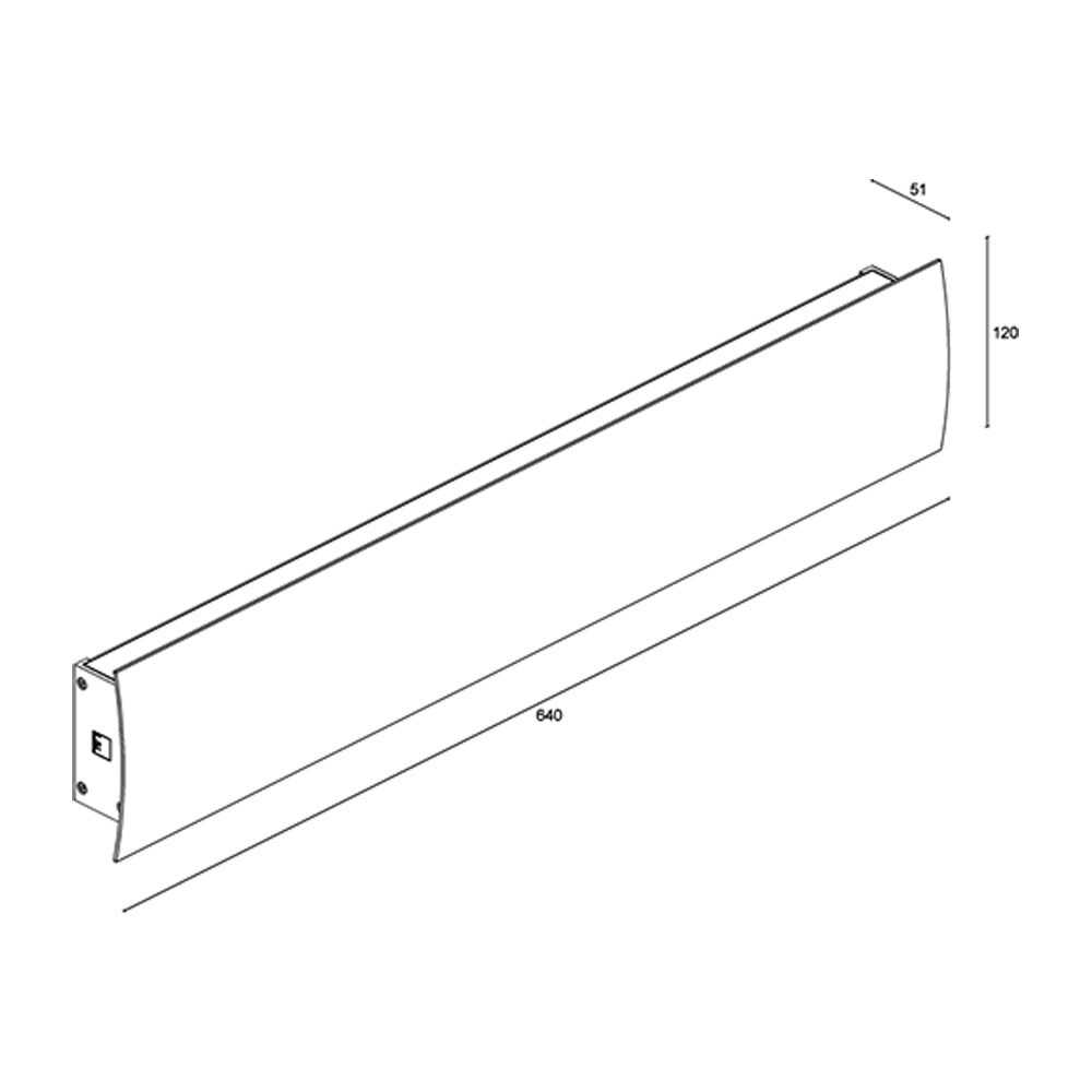 Berica Out 1.2 Convex Up & Down Wall Light 56W CRI80 DALI Aluminium 4000K - BU1210