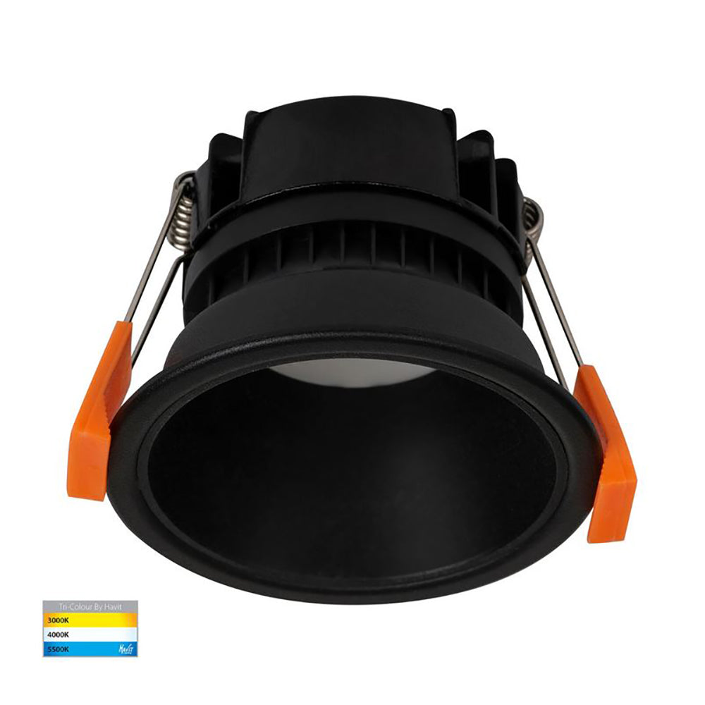 Round Recessed LED Downlight W82mm Black Polycarbonate / Insert 3 CCT - HV5529T-BB