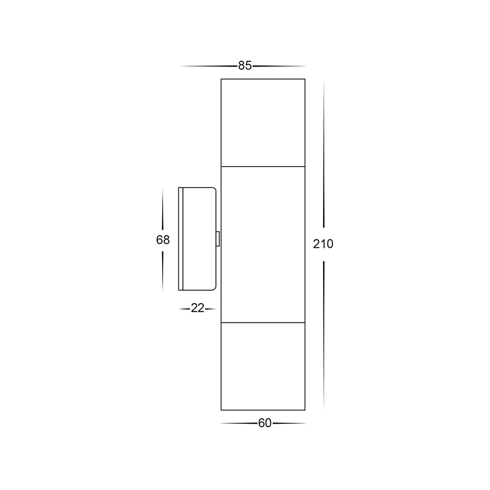 Buy Up / Down Wall Lights Australia Tivah Up & Down Wall 2 Lights Black Aluminium 3CCT - HV1025T