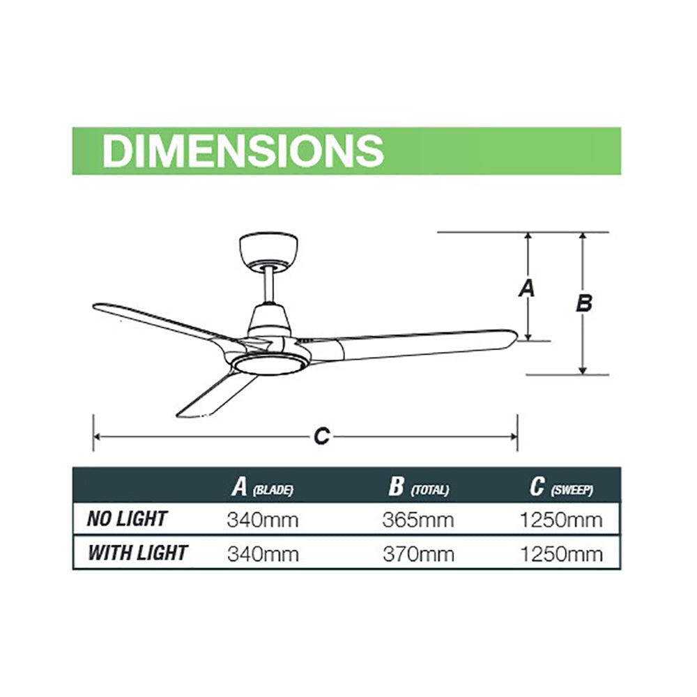 Buy EC Ceiling Fans Australia Spyda Smart EC Ceiling Fan 50" Satin White Thermoplastic Blade - SPYEC1253WH